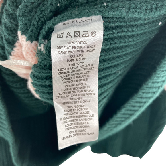 French Connection Color Block Stripe Green Pink Sweater Knit Pullover - Picture 6 of 7